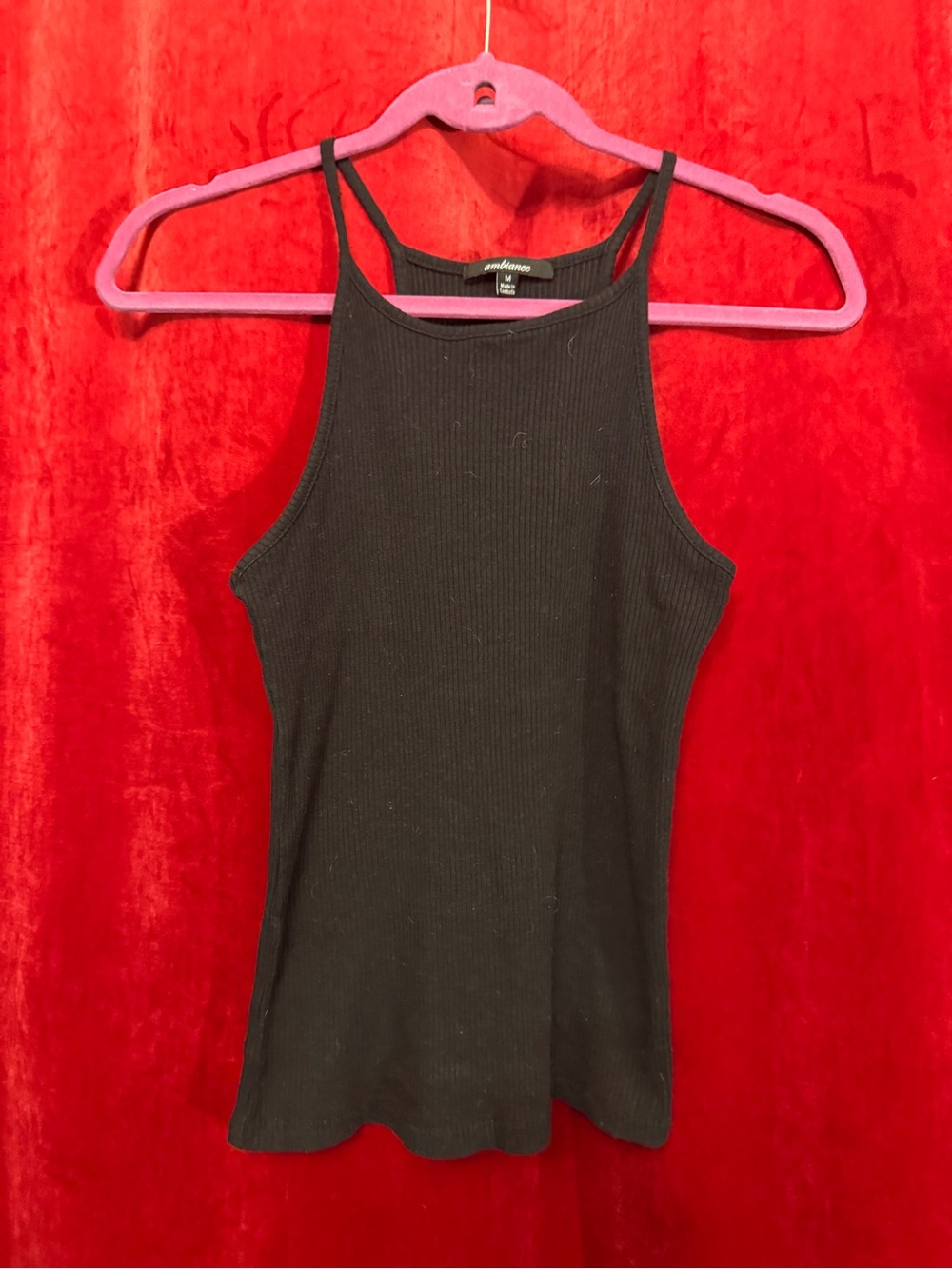 Black Ribbed High Neck Tank